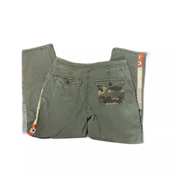 Olive Green Cargo Pants with Side Stripes - Picture 2 of 10
